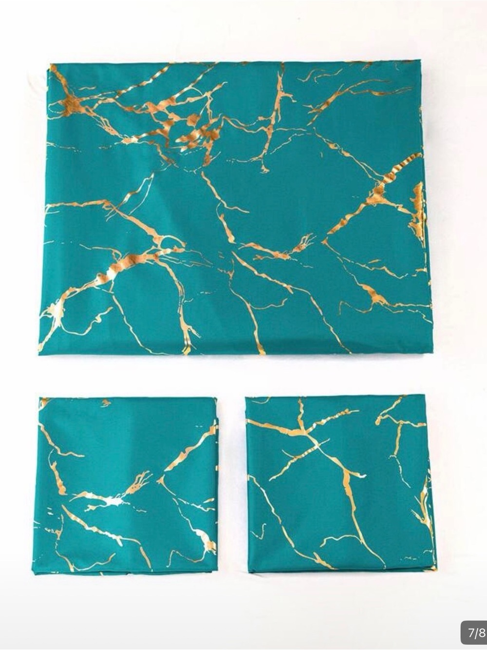 Teal & Gold Marble Canvas Wall Art Set
